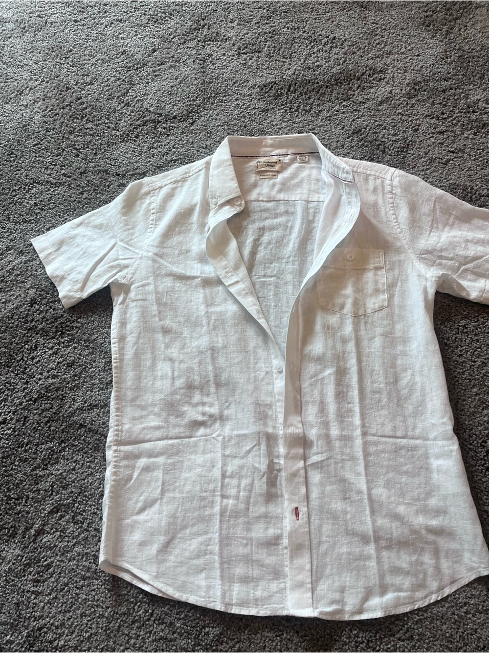 Weatherproof Vintage Weatherproof White Short-Sleeve Linen Button-Down Shirt - Picture 5 of 6